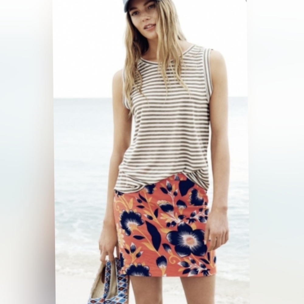 J.Crew Floral Mini Skirt Linen Blend orange size 4